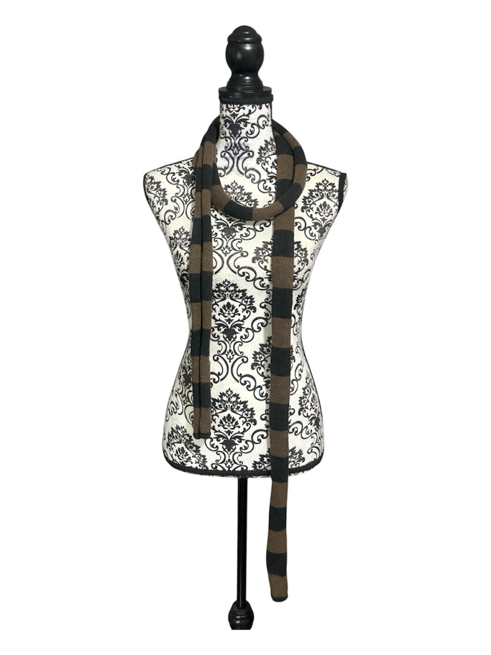 MINGA LONDON Umber Stripes Knitted Scarf in Brown and Black
